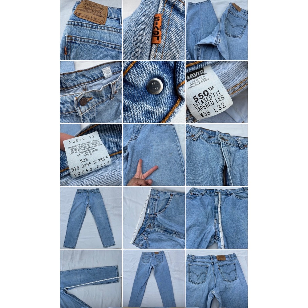 Vintage Levis 550 Relaxed Fit Tapered Leg Jeans 36x32 Blue Orange Tab USA Made
